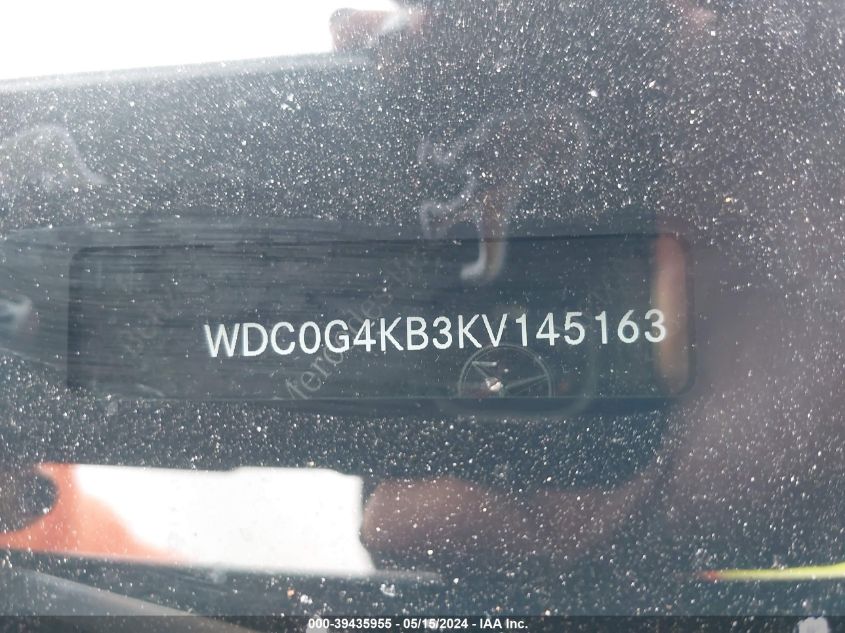 2019 MERCEDES-BENZ GLC-CLASS VIN: WDC0G4KB3KV145163