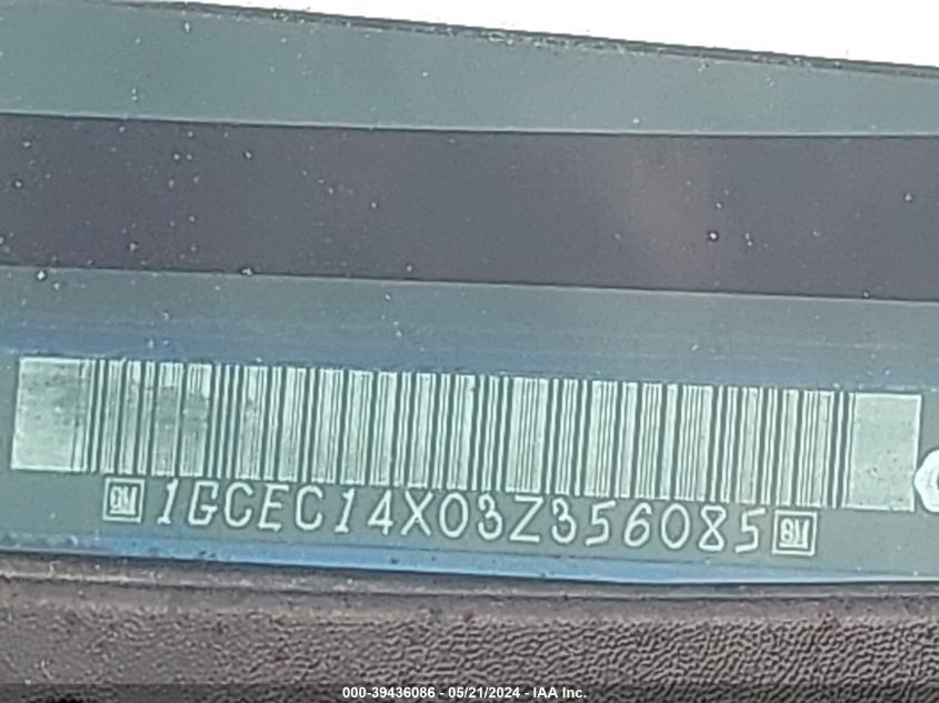 2003 Chevrolet Silverado 1500 Work Truck VIN: 1GCEC14X03Z356085 Lot: 39436086