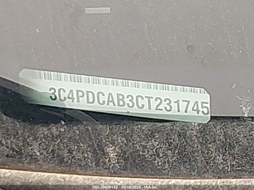 2012 Dodge Journey Se/Avp VIN: 3C4PDCAB3CT231745 Lot: 39436155