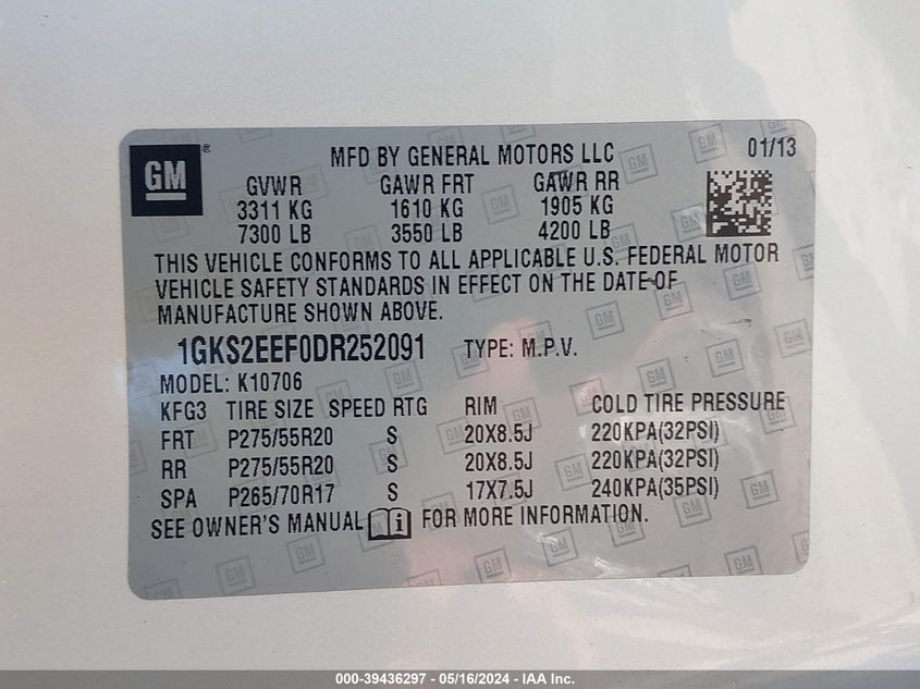 2013 GMC YUKON DENALI - 1GKS2EEF0DR252091