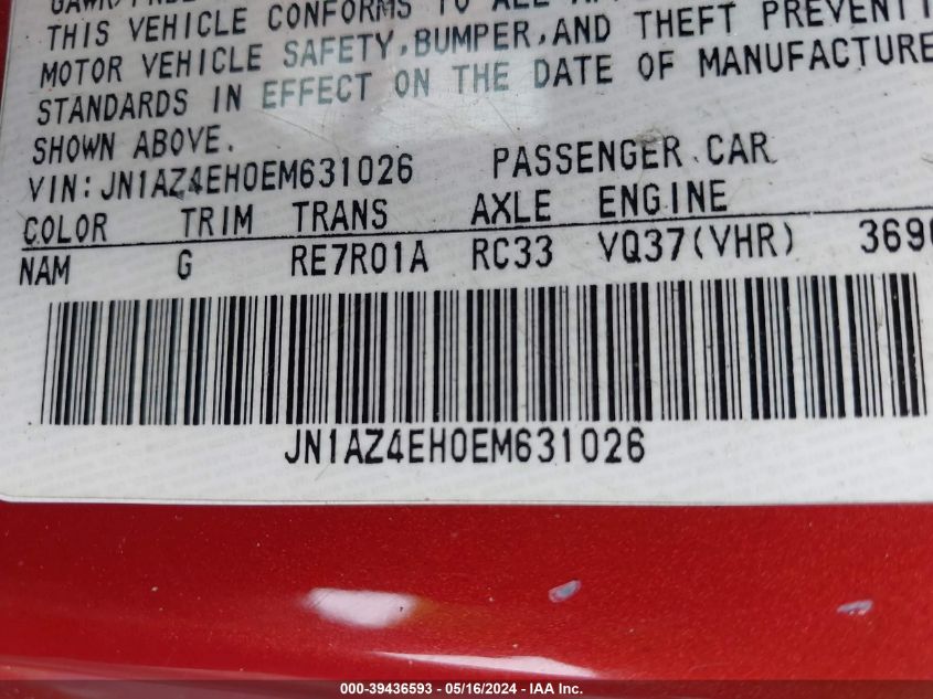 2014 NISSAN 370Z - JN1AZ4EH0EM631026