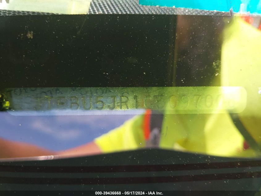 2012 Toyota 4Runner Sr5 VIN: JTEBU5JR1C5097008 Lot: 39436668