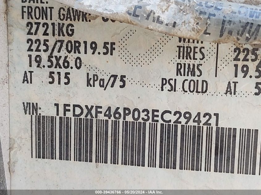 2003 Ford F-450 Xl/Xlt VIN: 1FDXF46P03EC29421 Lot: 39436766
