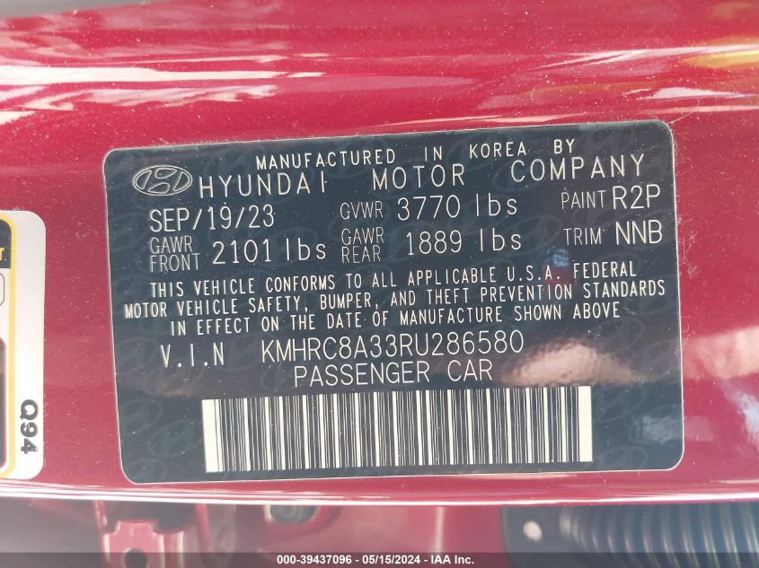 KMHRC8A33RU286580 2024 Hyundai Venue Limited