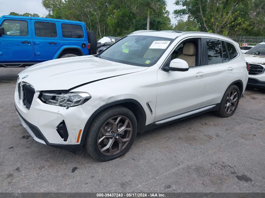 2022 BMW X3 xDrive30I VIN: WBX57DP00NN162285 Lot: 39437243