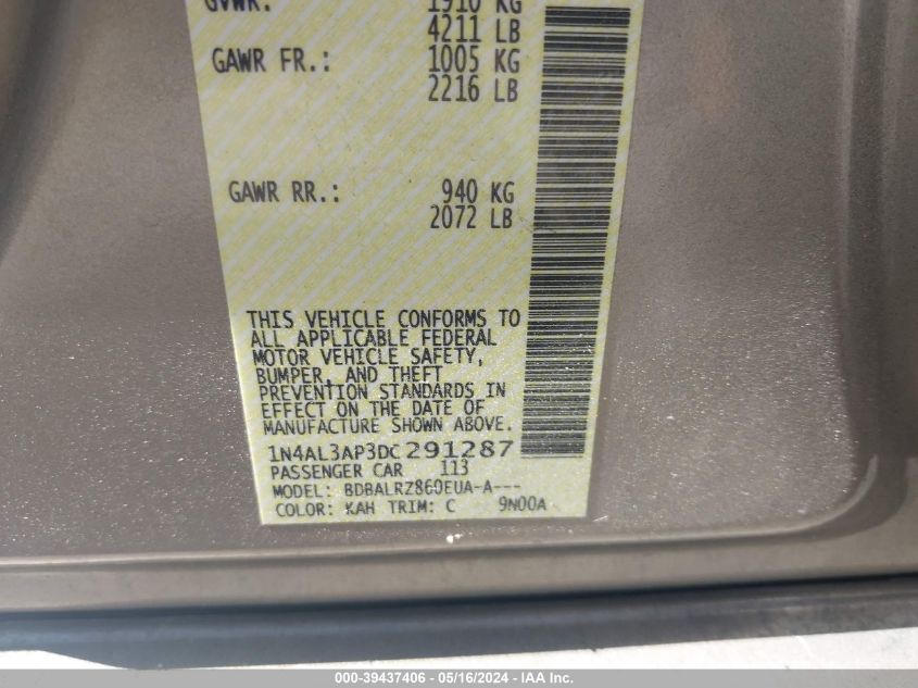 1N4AL3AP3DC291287 2013 Nissan Altima 2.5 S