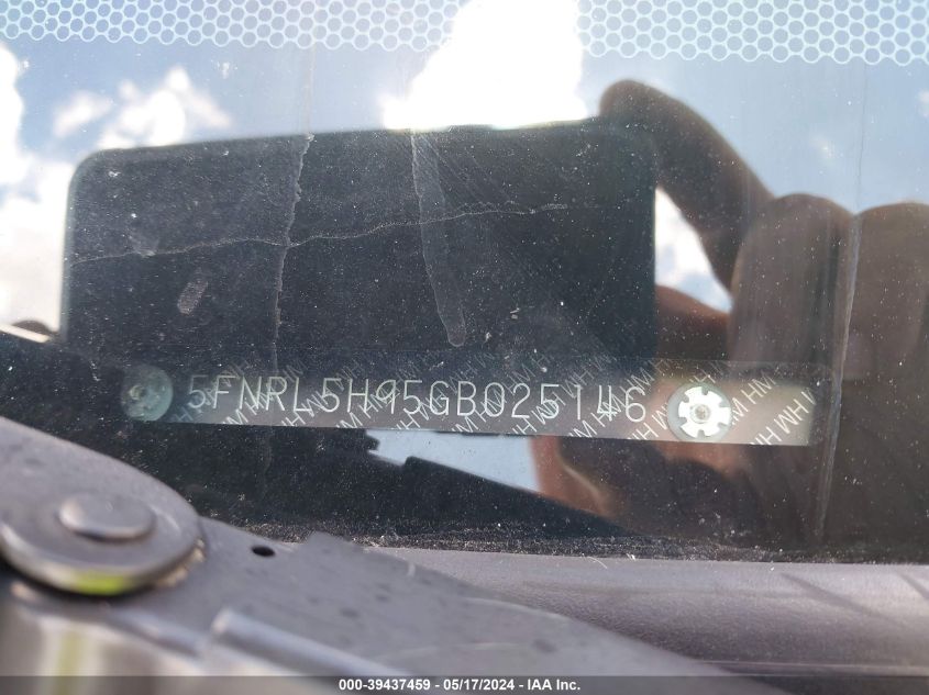 2016 Honda Odyssey Touring/Touring Elite VIN: 5FNRL5H95GB025146 Lot: 39437459