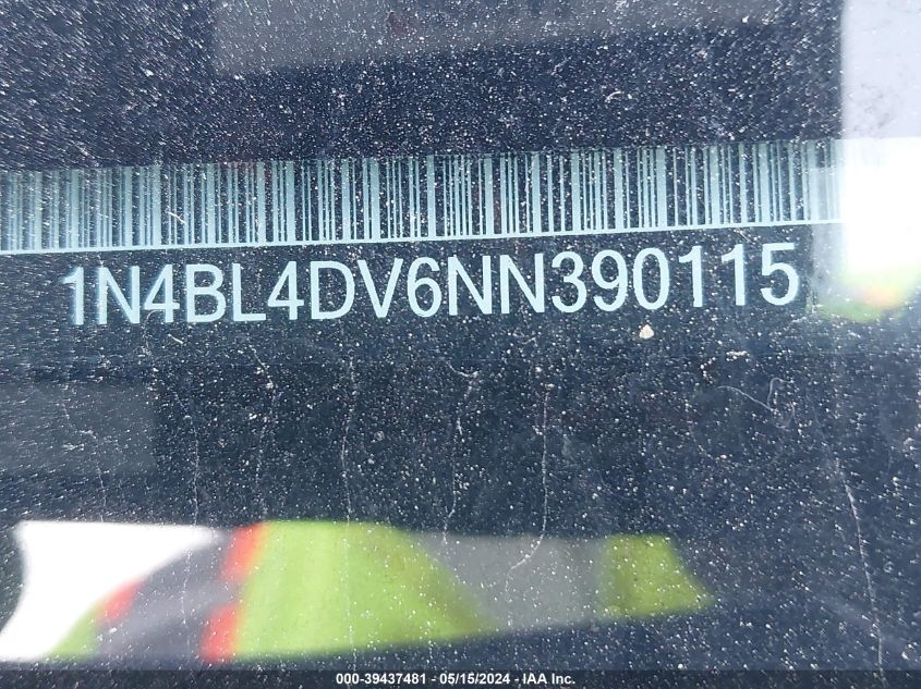 2022 Nissan Altima Sv VIN: 1N4BL4DV6NN390115 Lot: 39437481