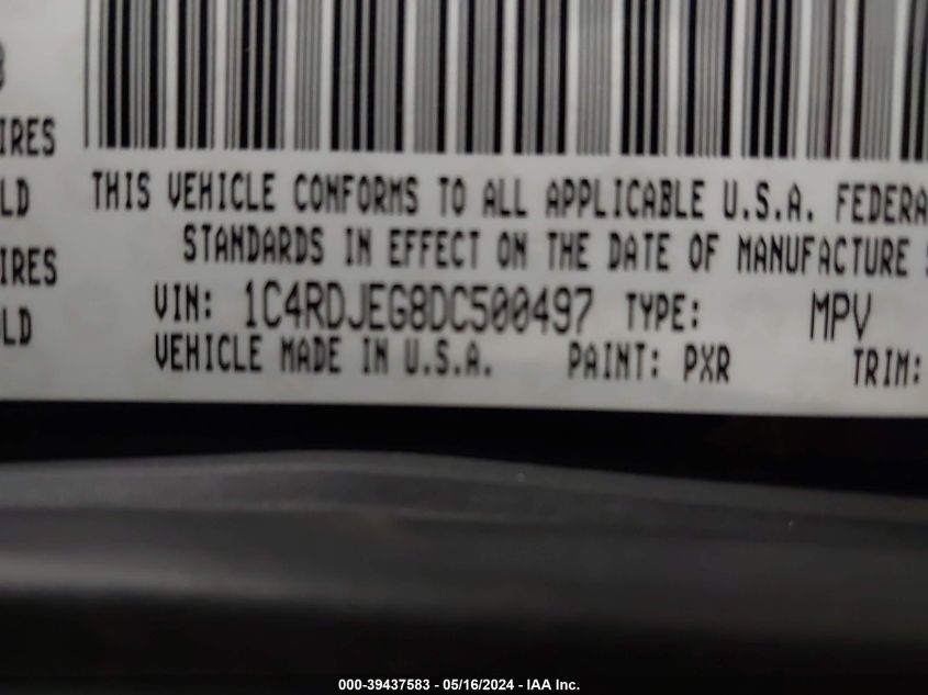2013 Dodge Durango Citadel VIN: 1C4RDJEG8DC500497 Lot: 39437583