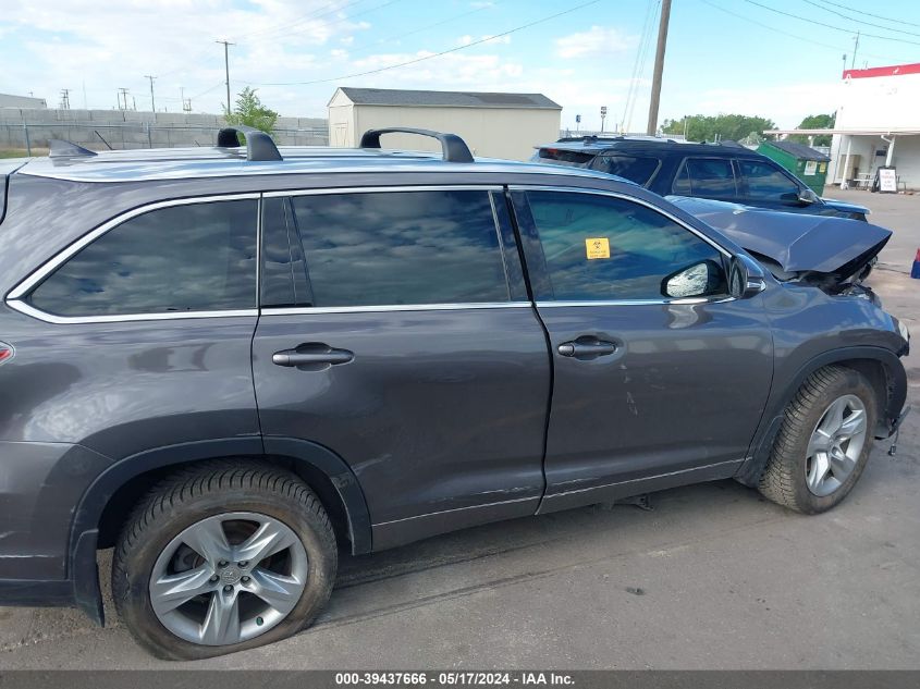 2015 Toyota Highlander Limited V6 VIN: 5TDDKRFH9FS166584 Lot: 39437666