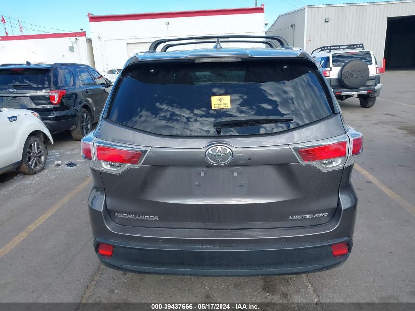 2015 Toyota Highlander Limited V6 VIN: 5TDDKRFH9FS166584 Lot: 39437666