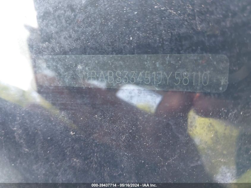 2001 BMW 325Ci VIN: WBABS33451JY58110 Lot: 39437714