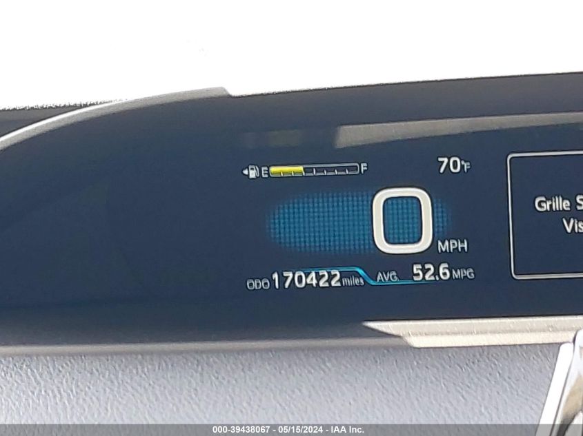 2019 Toyota Prius Le VIN: JTDKARFU9K3082056 Lot: 39438067