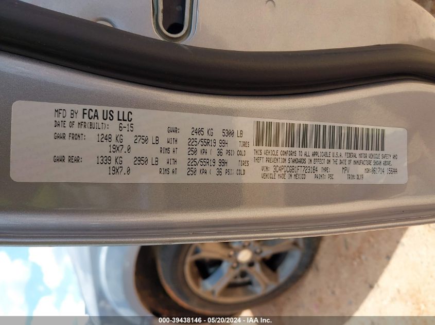 2015 Dodge Journey Crossroad VIN: 3C4PDCGB1FT723184 Lot: 39438146