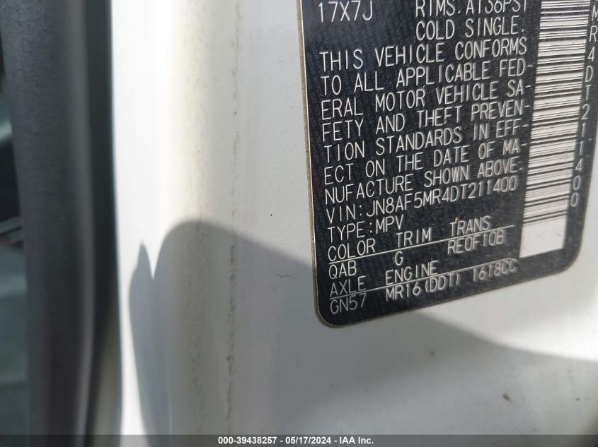 2013 Nissan Juke Sl VIN: JN8AF5MR4DT211400 Lot: 39438257