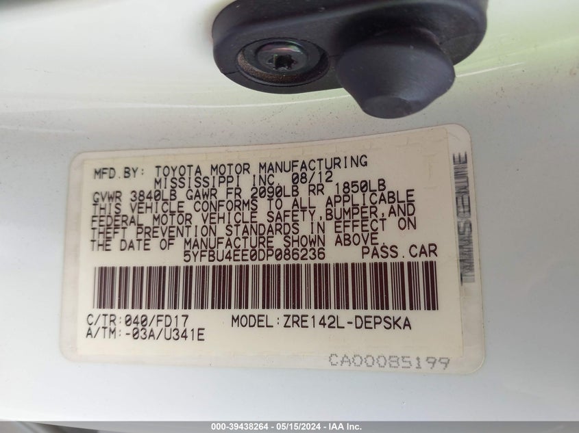 2013 TOYOTA COROLLA S - 5YFBU4EE0DP086236