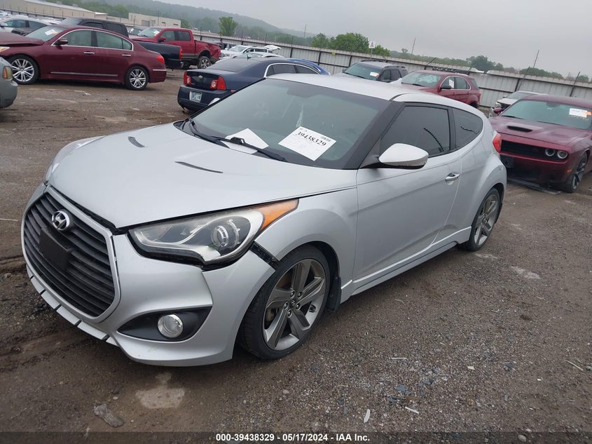 2013 Hyundai Veloster Turbo W/Blue VIN: KMHTC6AE2DU171974 Lot: 39438329