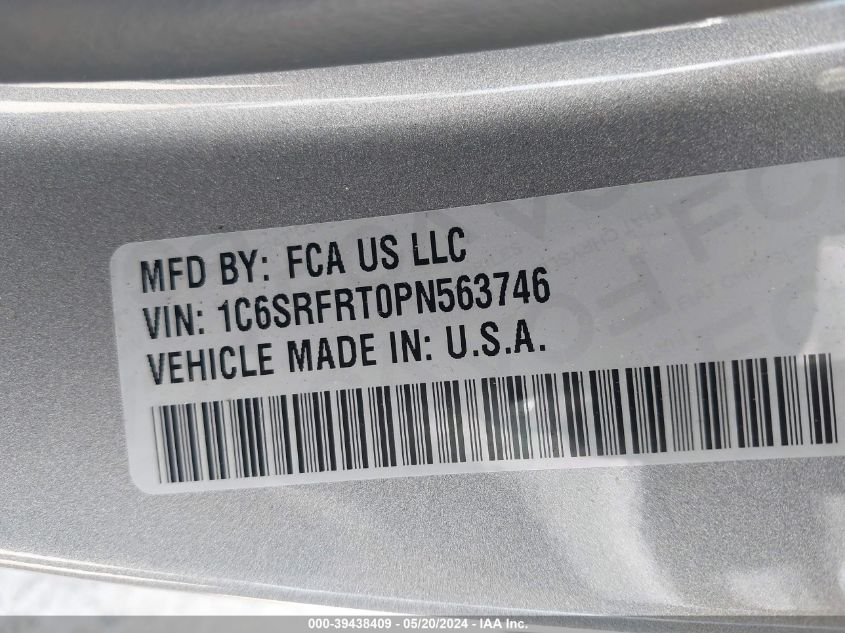 2023 Ram 1500 Laramie 4X4 6'4 Box VIN: 1C6SRFRT0PN563746 Lot: 39438409