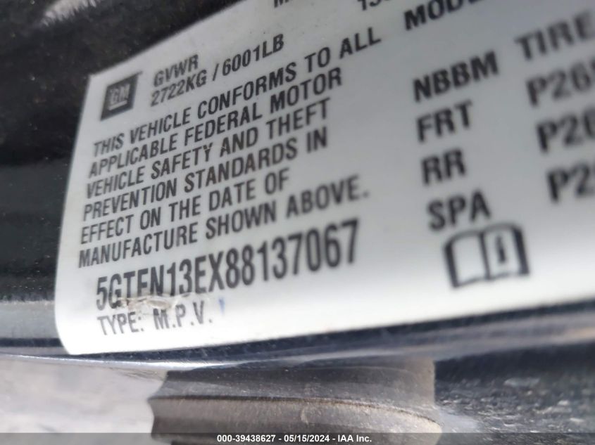 2008 Hummer H3 VIN: 5GTEN13EX88137067 Lot: 39438627