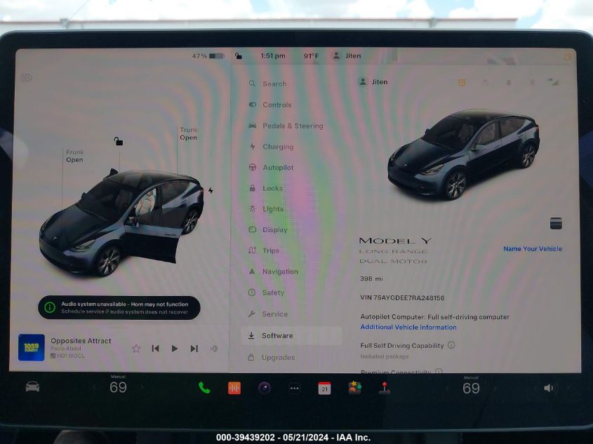 2024 Tesla Model Y Long Range Dual Motor All-Wheel Drive VIN: 7SAYGDEE7RA248156 Lot: 39439202