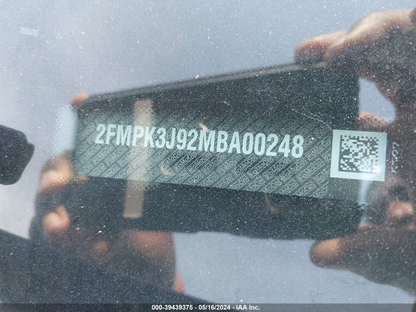2021 Ford Edge Sel VIN: 2FMPK3J92MBA00248 Lot: 39439375