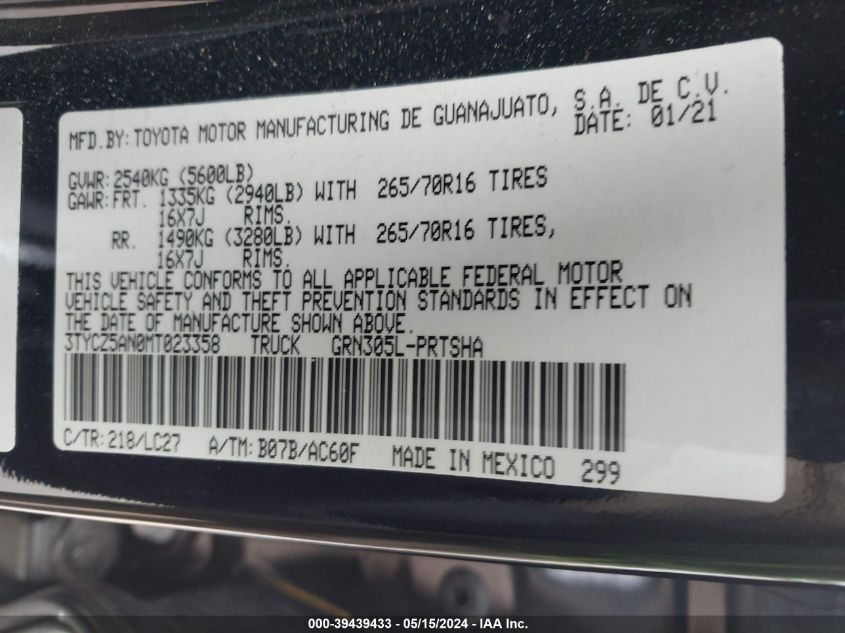 2021 TOYOTA TACOMA TRD OFF-ROAD - 3TYCZ5AN0MT023358