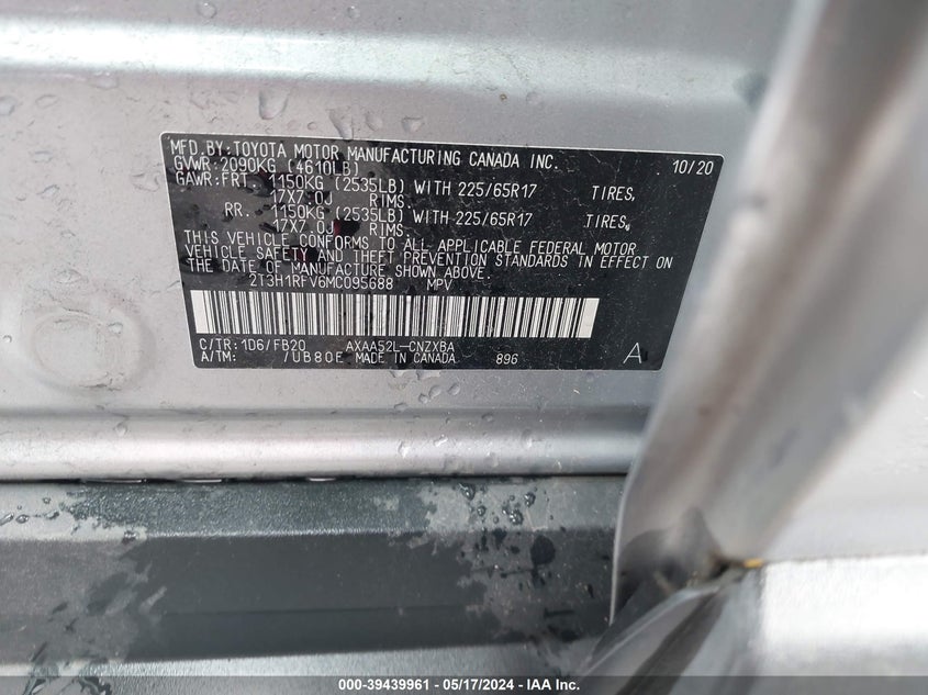 2021 TOYOTA RAV4 LE - 2T3H1RFV6MC095688