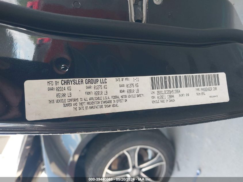 2011 Dodge Charger VIN: 2B3CL3CG5BH513954 Lot: 39440068