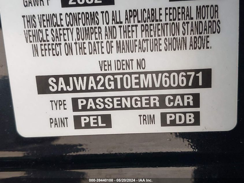 2014 Jaguar Xj Xjl Supercharged VIN: SAJWA2GT0EMV60671 Lot: 39440108