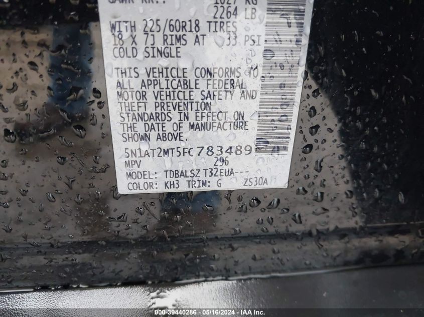 2015 NISSAN ROGUE SL - 5N1AT2MT5FC783489