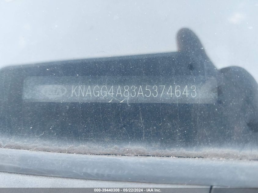 2010 Kia Optima Lx VIN: KNAGG4A83A5374643 Lot: 39440308