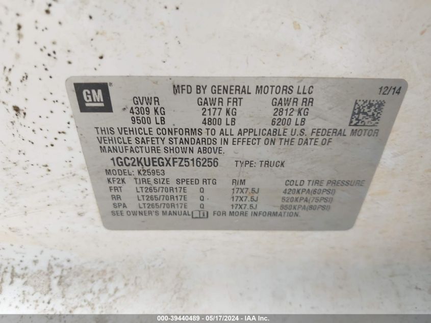 2015 Chevrolet Silverado 2500Hd Wt VIN: 1GC2KUEGXFZ516256 Lot: 39440489