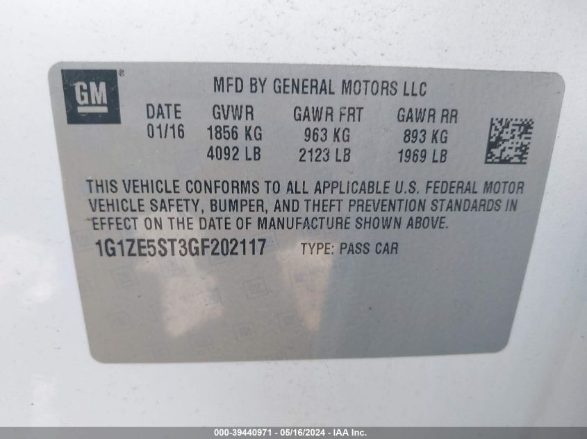 2016 CHEVROLET MALIBU LT - 1G1ZE5ST3GF202117