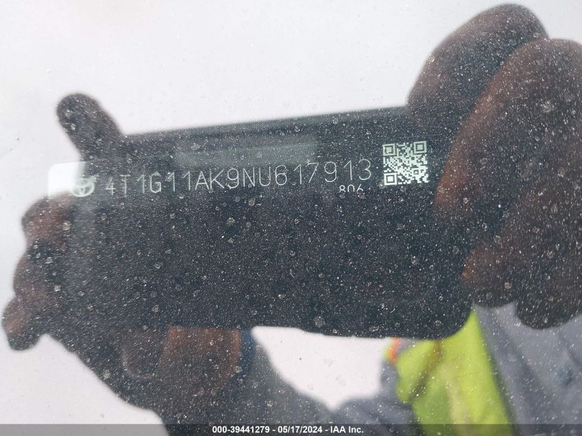 2022 Toyota Camry Se VIN: 4T1G11AK9NU617913 Lot: 39441279