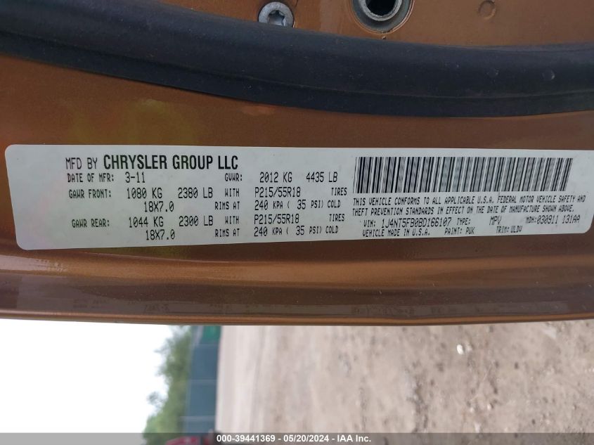 2011 Jeep Compass Limited VIN: 1J4NT5FB0BD166107 Lot: 39441369