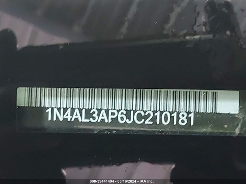 2018 Nissan Altima 2.5 Sv VIN: 1N4AL3AP6JC210181 Lot: 39441494