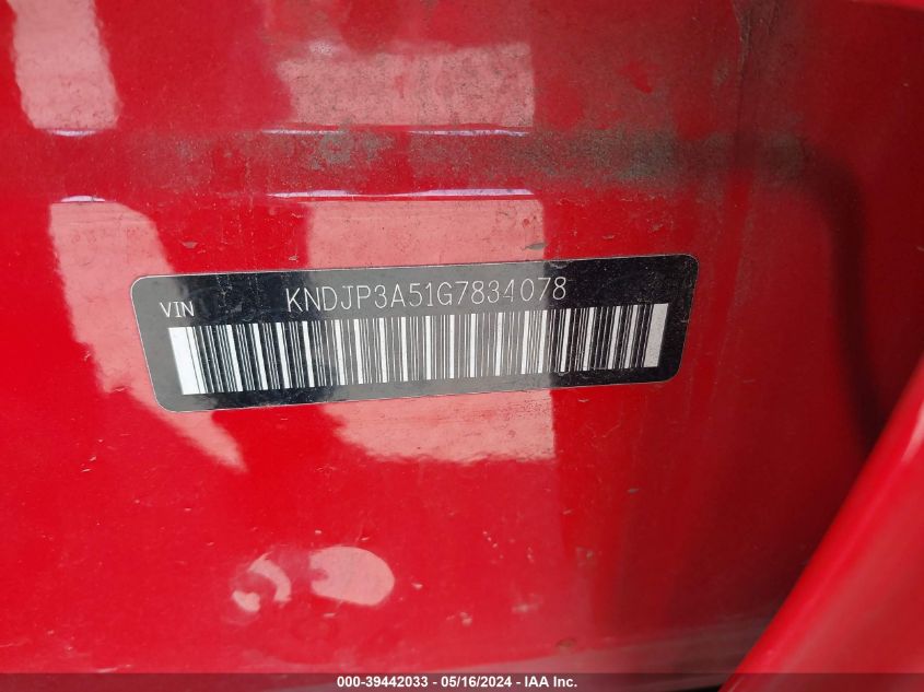 2016 Kia Soul + VIN: KNDJP3A51G7834078 Lot: 39442033