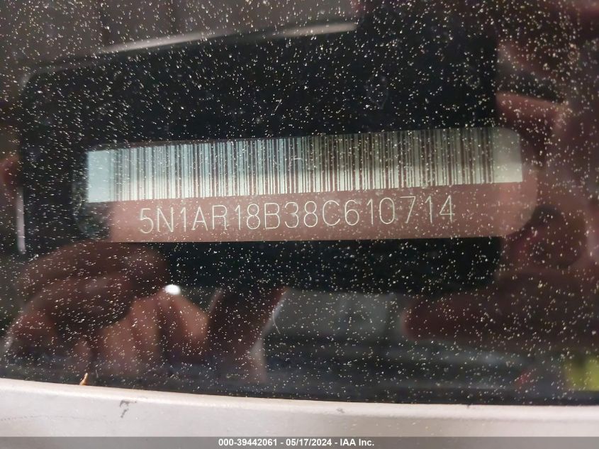 2008 Nissan Pathfinder Se VIN: 5N1AR18B38C610714 Lot: 39442061
