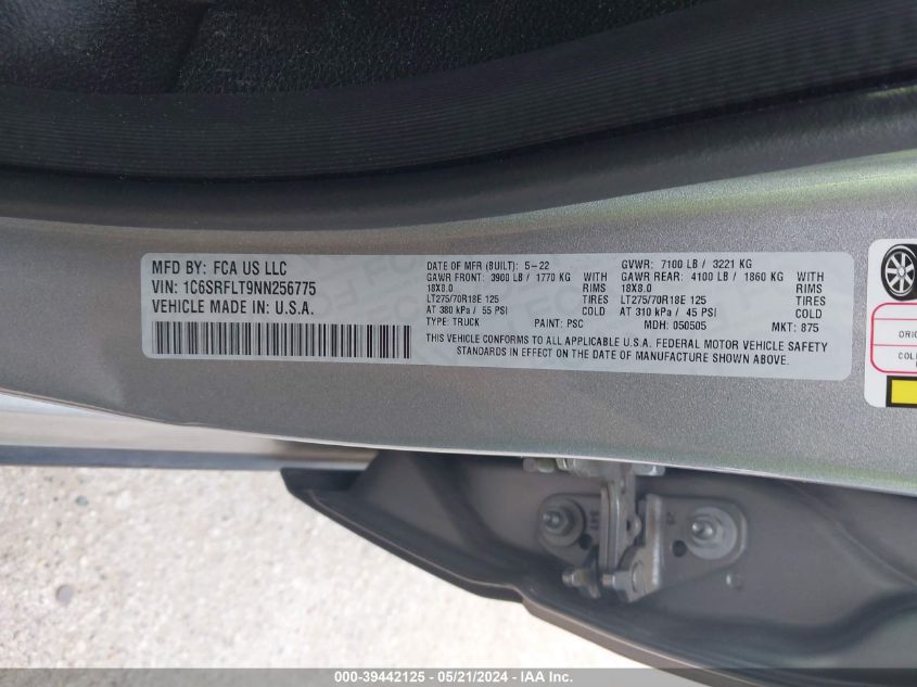 2022 Ram 1500 Rebel 4X4 5'7 Box VIN: 1C6SRFLT9NN256775 Lot: 39442125