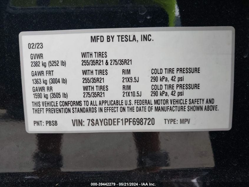 2023 TESLA MODEL Y - 7SAYGDEF1PF698720