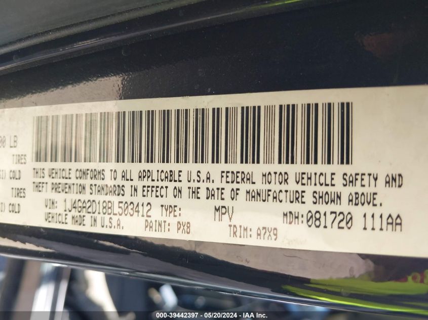 2011 Jeep Wrangler Sport VIN: 1J4GA2D18BL503412 Lot: 39442397