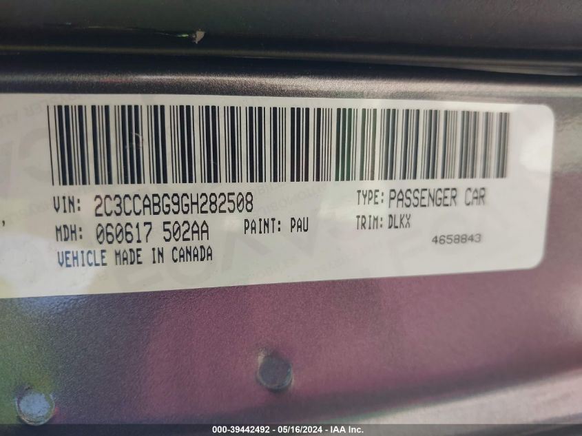 2016 Chrysler 300 300S Alloy Edition VIN: 2C3CCABG9GH282508 Lot: 39442492