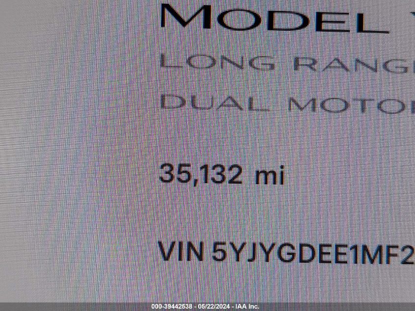 2021 Tesla Model Y Long Range Dual Motor All-Wheel Drive VIN: 5YJYGDEE1MF216182 Lot: 39442538