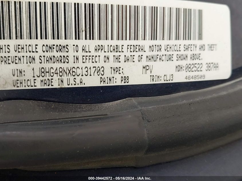 2006 Jeep Commander VIN: 1J8HG48NX6C131703 Lot: 39442572