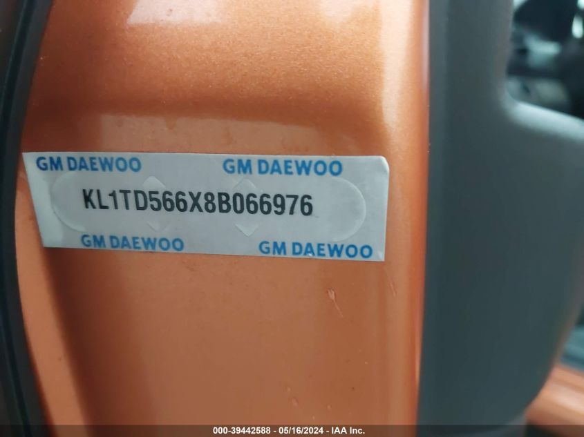 2008 Chevrolet Aveo Ls VIN: KL1TD566X8B066976 Lot: 39442588