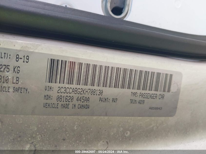 2019 Chrysler 300 300S VIN: 2C3CCABG2KH708130 Lot: 39442697