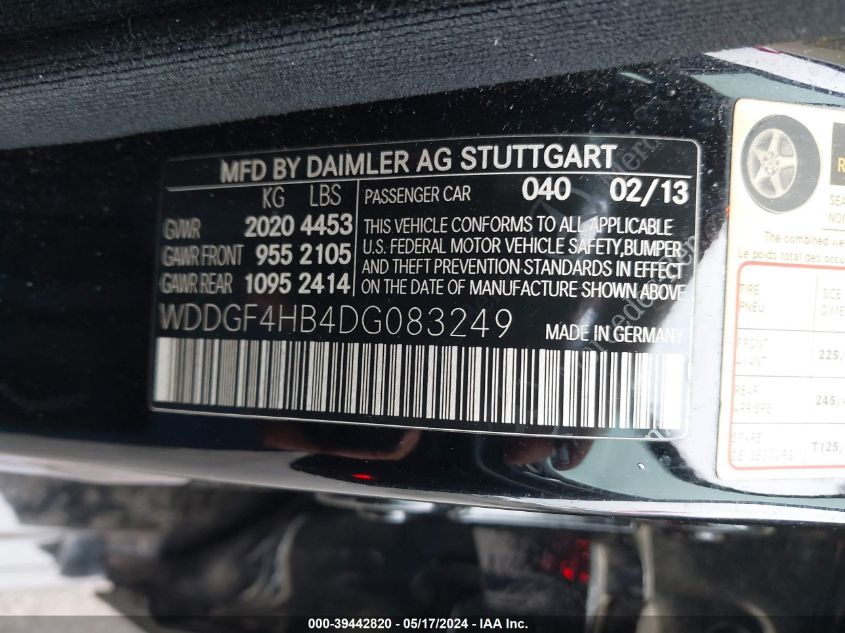 2013 Mercedes-Benz C 250 Luxury/Sport VIN: WDDGF4HB4DG083249 Lot: 39442820
