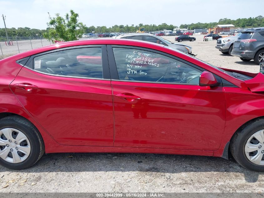 2016 Hyundai Elantra Se VIN: KMHDH4AE8GU648616 Lot: 39442999