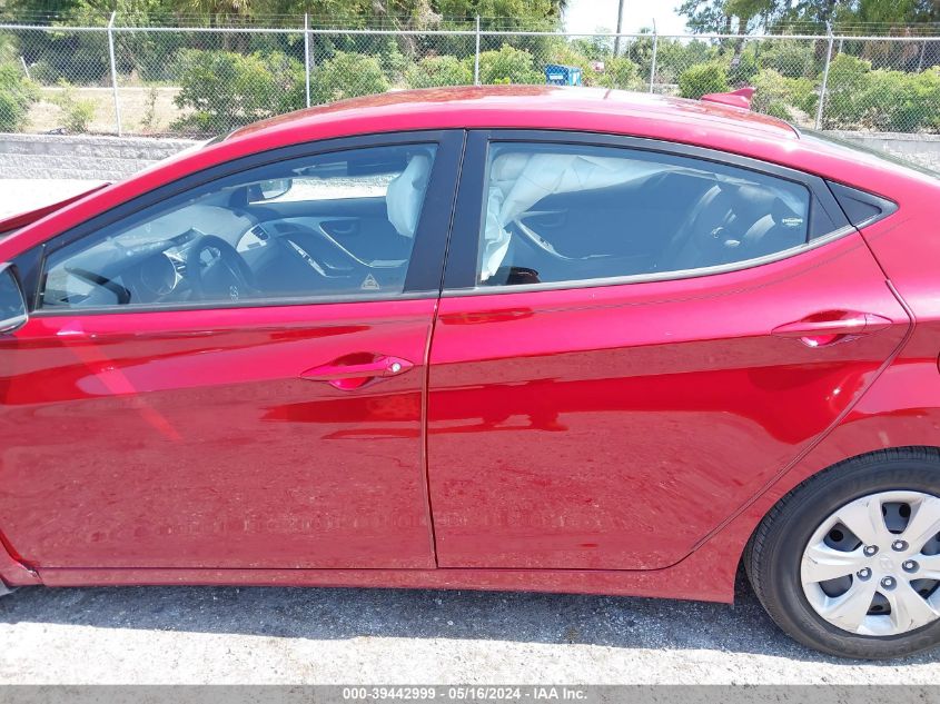 2016 Hyundai Elantra Se VIN: KMHDH4AE8GU648616 Lot: 39442999