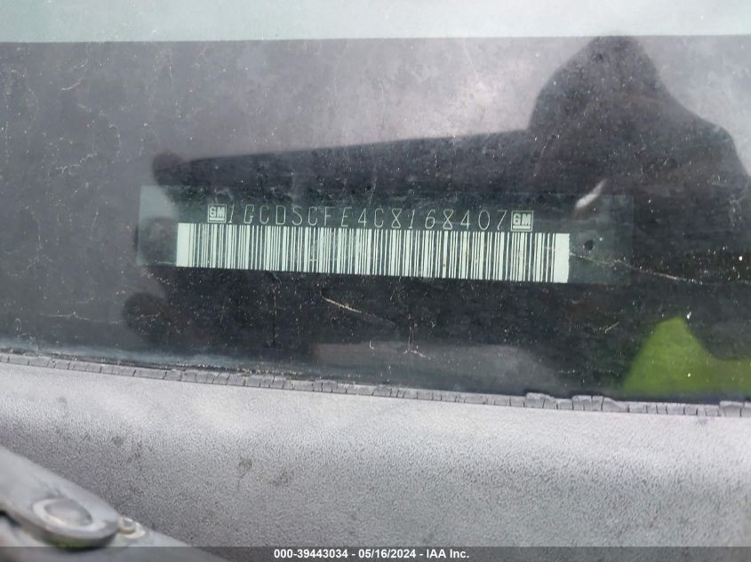 2012 Chevrolet Colorado 1Lt VIN: 1GCDSCFE4C8168407 Lot: 39443034